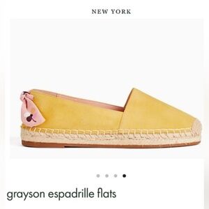 kate spade Grayson Espadrille Flats Pink Bow banana yellow Suede leather 9.5